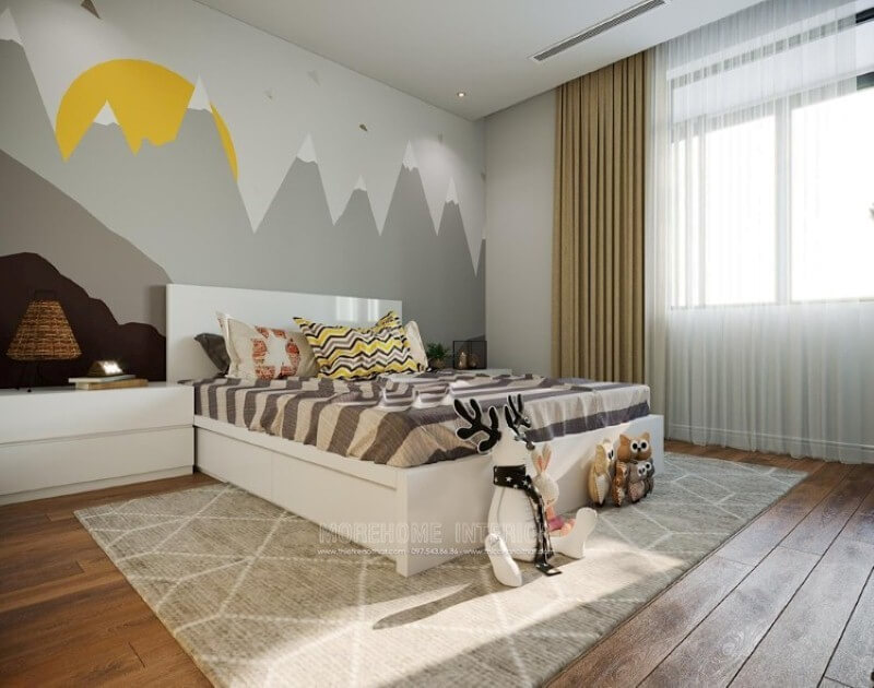 Giường trẻ em gỗ acrylic cao cấp với gam màu trắng đơn sắc là một trong những xu thế tất yếu tăng kích thích thị giác vào các đồ chơi thông minh cho con. Thiết kế nội thất chung cư