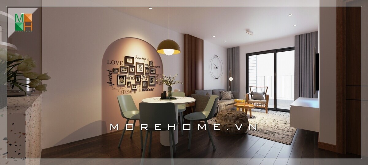 Với thiết kế cửa kính lùa ban công đẹp, hiện đại giúp căn phòng trở nên thông thoáng và rộng rãi hơn. Thiết kế nội thất chung cư