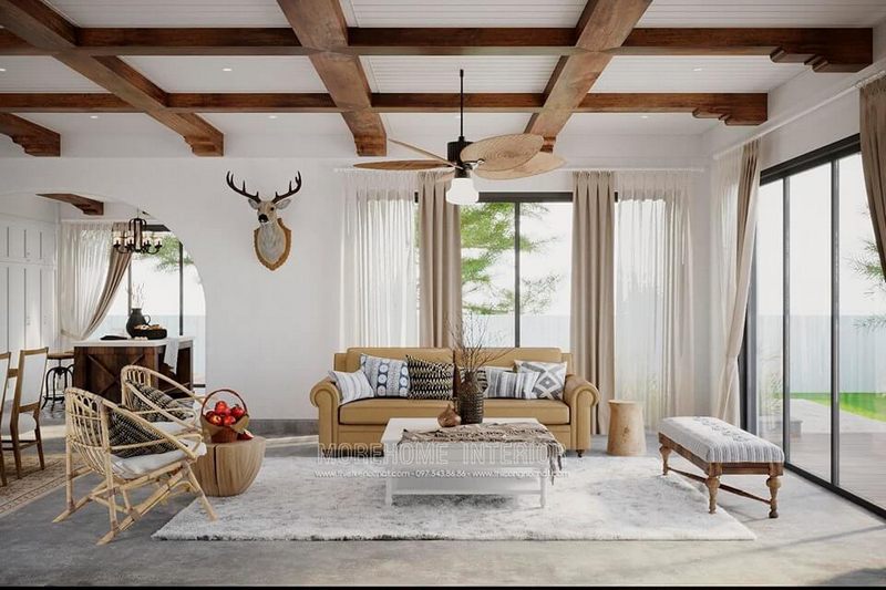 Điểm nhấn không gian với mẫu sofa tân cổ điển hiện đại bọc da, khung xương gỗ tự nhiên tân cổ điển