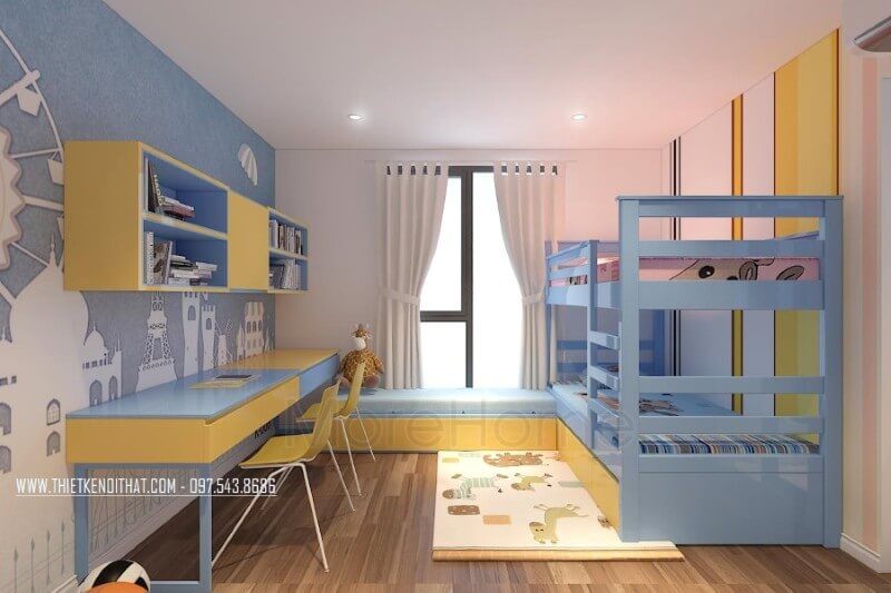 Sử dụng các tone màu tươi sáng để thiết kế nội thất phòng ngủ cho trẻ sẽ giúp khơi gợi sự sáng tạo và hồn nhiên trong trẻ.